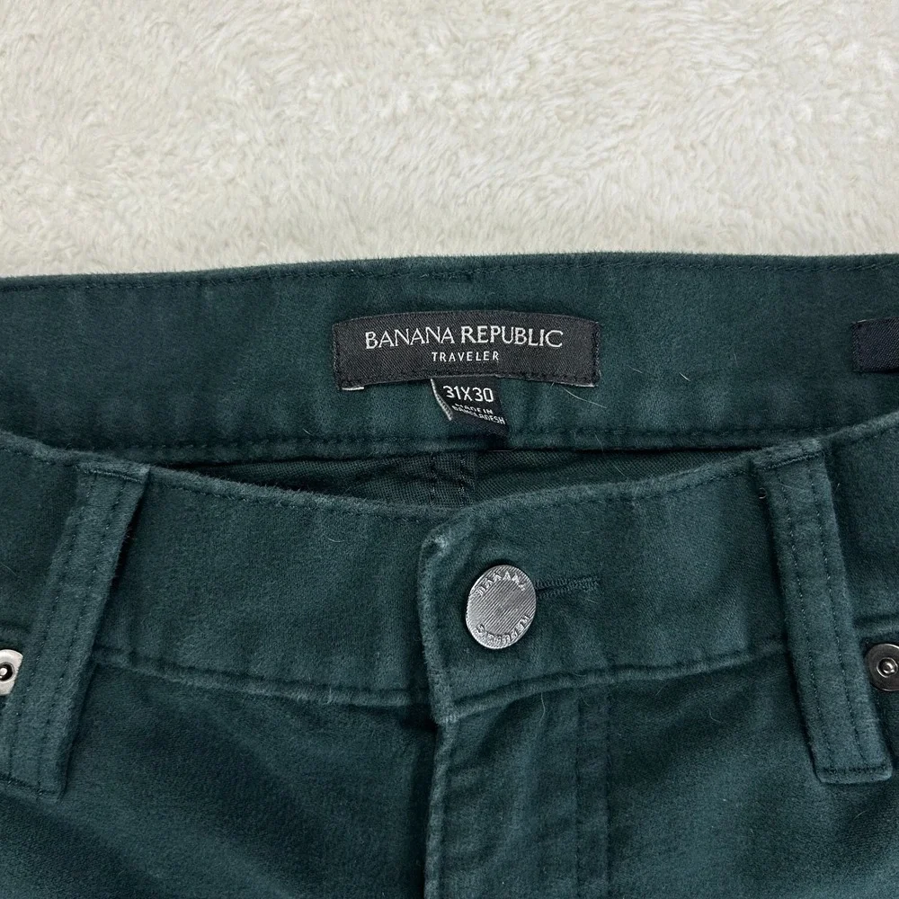 Banana Republic Brushed Pants Mens 31x30 Emerald Green Mid‎ Rise Slim Fit Casual